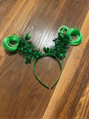 Vintage Green Shamrock Tinsel Headband St Patricks Day AWESOME Costume